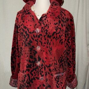 Coldwater Creek Red and Black Teddy Jacket